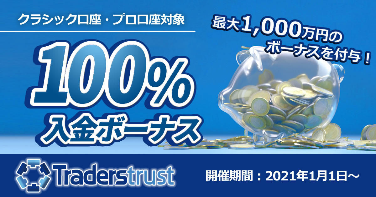 Traders Trust 100％入金ボーナスキャンペーン