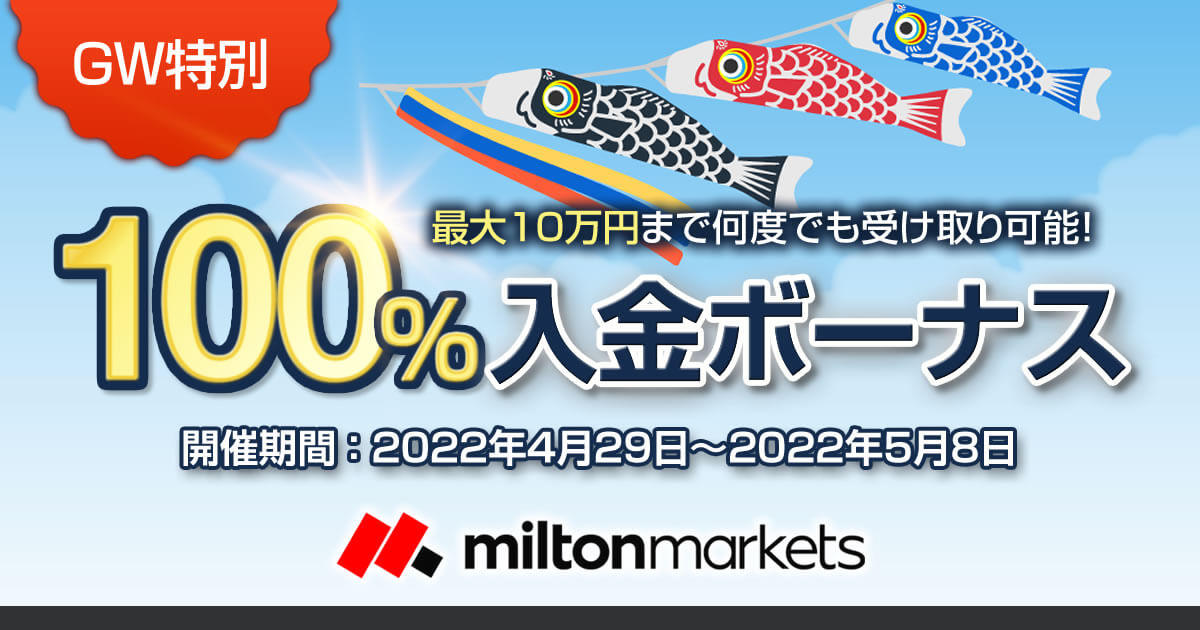 MILTON MARKETS GW100％入金ボーナスキャンペーン