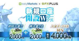 easyMarkets×FXplus 30％初回入金+20％再入金ボーナスキャンペーン