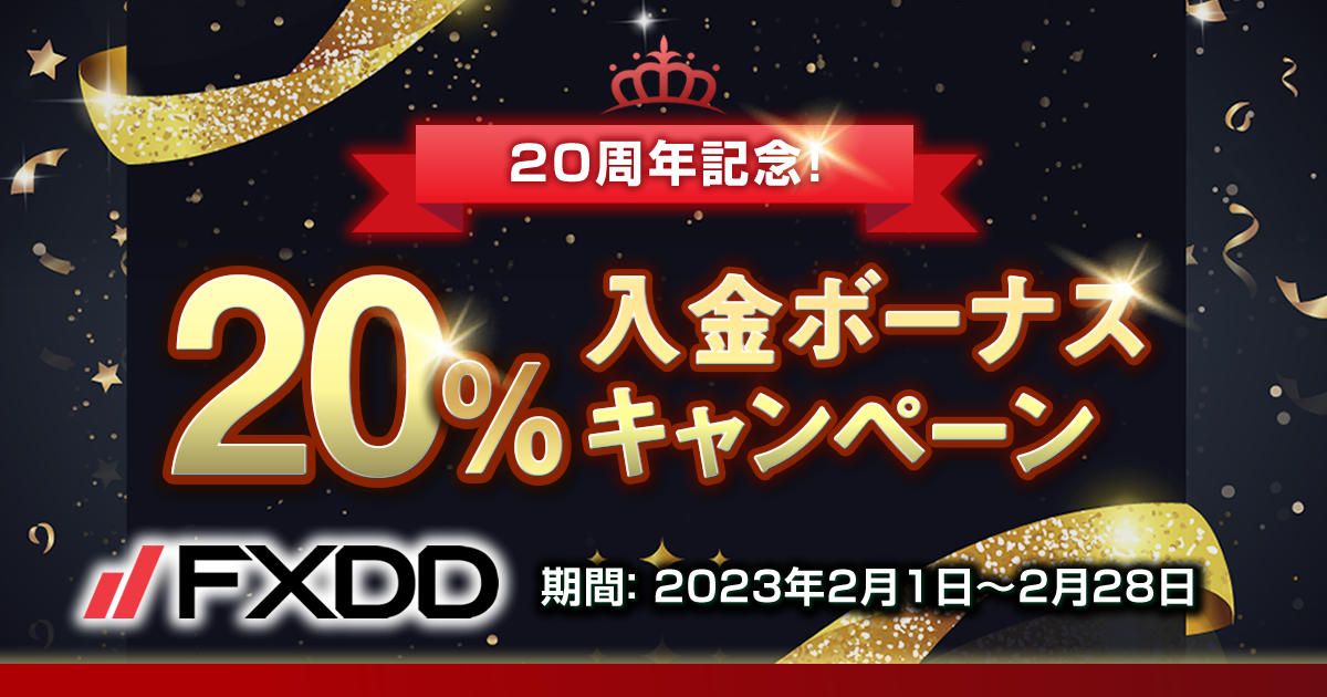 FXDD 20周年記念！20％入金ボーナスキャンペーン 