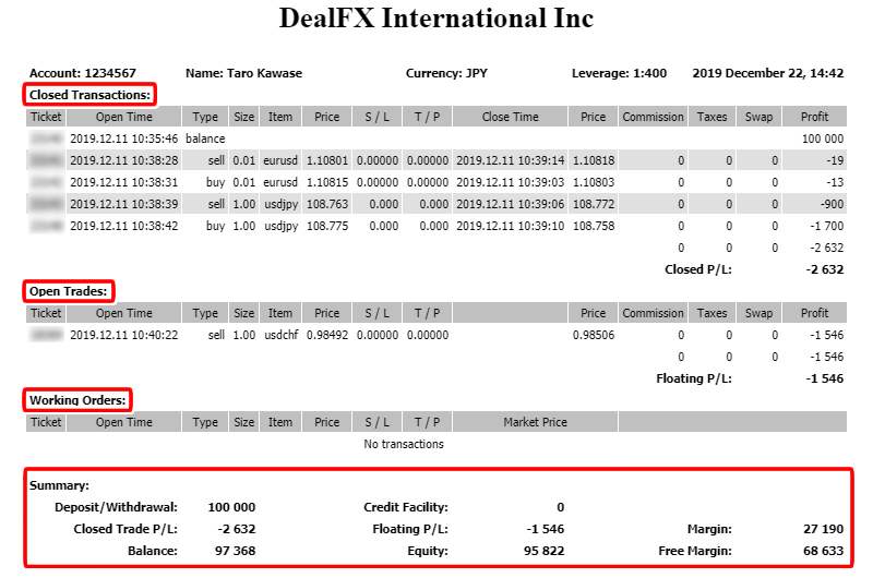DealFX取引レポート