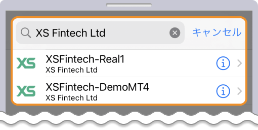 XS.com Fintech Ltdを検索窓に入力して選択