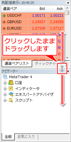 MetaTrader4 ウインドウサイズ変更時のマウスポインタの状態